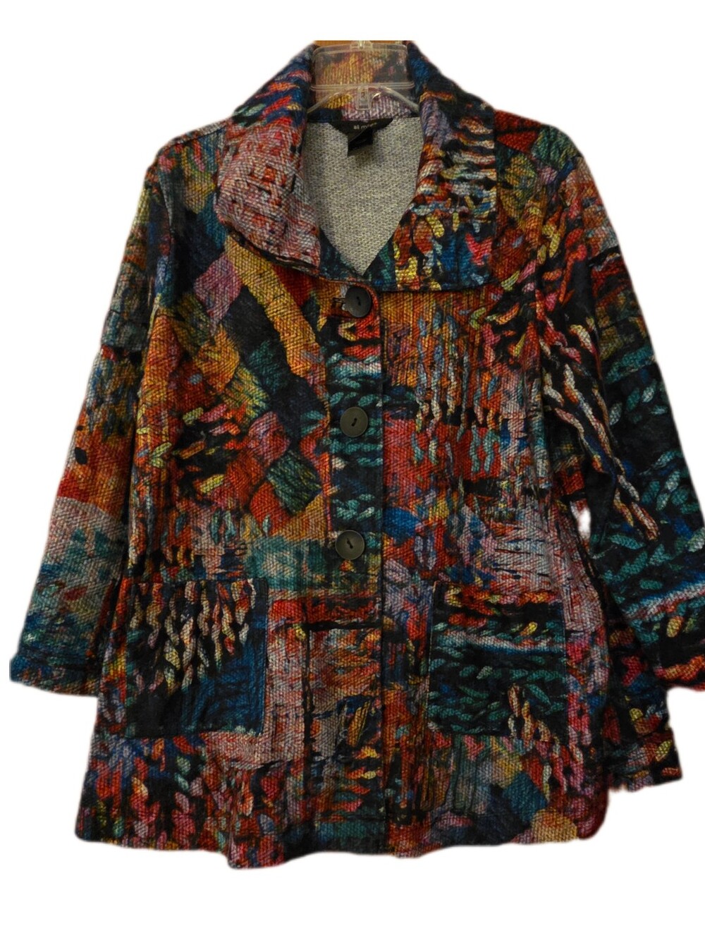 Ali Miles Abstract Multi Colored Jacket/Blazer Fall Artsy Plus Size 1X